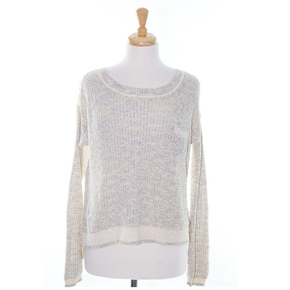 Free People Small Beige Long Sleeve Sweater Crew